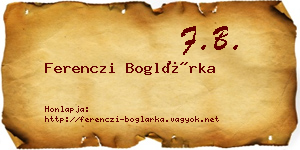 Ferenczi Boglárka névjegykártya